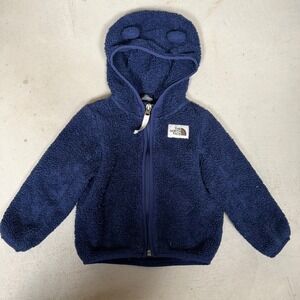 The North Face Infant Bear Ear Sherpa Fleece Hoodie Navy Blue 18-24M